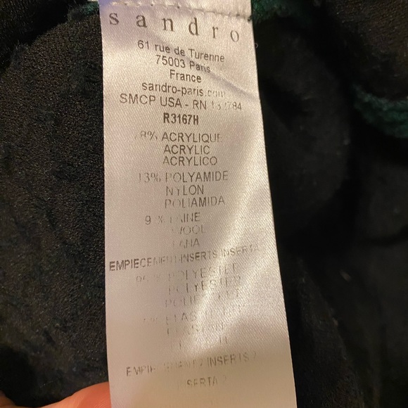 Sandro Sweaterdress Short Sleeve Green Puff Sleeve Structured Size 1 - XS - Picture 8 of 9